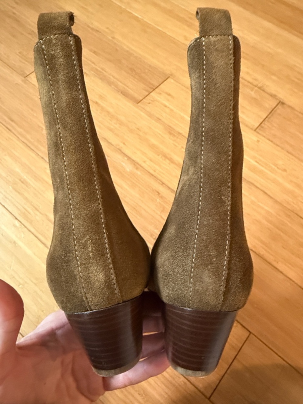 Sandro Olive Green Suede Ankle Boots - Picture 4 of 7